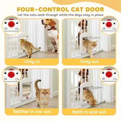 PawHut Adjustable Dog Gate with Cat Door, Pressure/Hardware Mounted 29.5"-33.5"L - Image 5