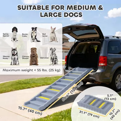 PawHut Foldable Dog Car Ramp with Anti-Slip Steps 60.6"Lx15.7"W - Image 3