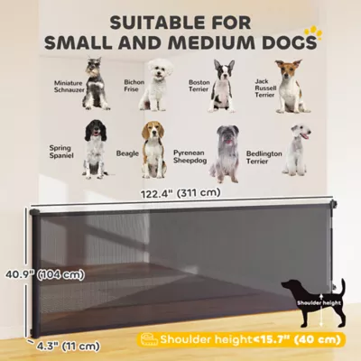 PawHut  Retractable Mesh Dog Gate, 41" Tall, Extends to 122" Wide - Image 3