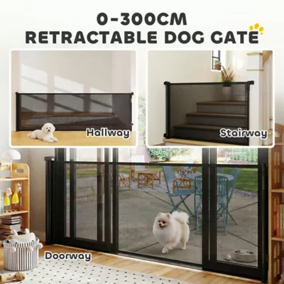 PawHut  Retractable Mesh Dog Gate, 41" Tall, Extends to 122" Wide - Image 4