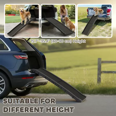 PawHut Folding Pet Ramp with Grass Surface, Raised Side Rails, for Cars, SUVs 61"Lx15.2"W - Image 5