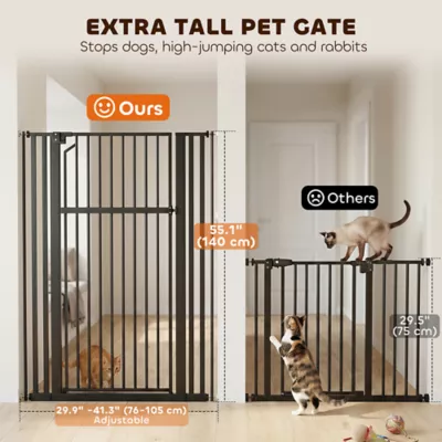PawHut Adjustable Pet Gate, Pressure Mounted 55"H, 30"-41"W - Image 4