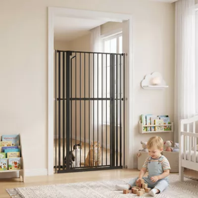 PawHut Adjustable Pet Gate, Pressure Mounted 63"H, 30"-41"W - Image 2