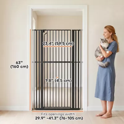 PawHut Adjustable Pet Gate, Pressure Mounted 63"H, 30"-41"W - Image 3