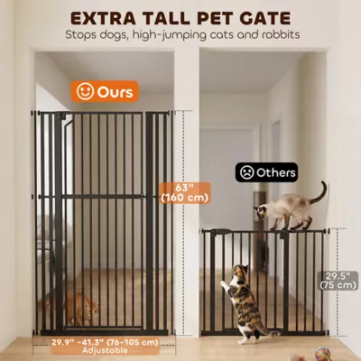 PawHut Adjustable Pet Gate, Pressure Mounted 63"H, 30"-41"W - Image 4