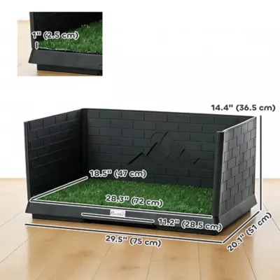 PawHut Dog Potty with Grass Pad, High Walls and Tray 29.5"Lx20.1"W - Image 3