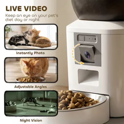 PawHut Automatic Cat Feeder with Camera, 2.4G WiFi, 2-Way Audio, 8L - Image 4