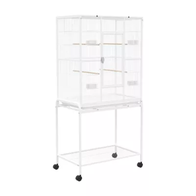 PawHut Large Rolling Bird Cage with Detachable Rolling Stand, Storage Shelf, Wood Perch, 64"H - Image 1