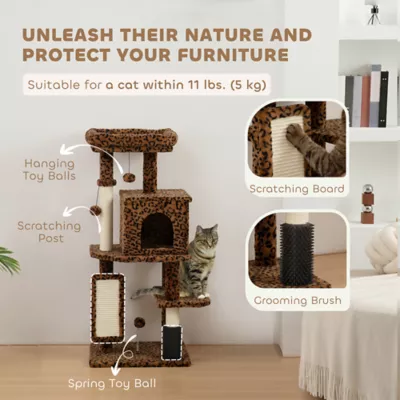 PawHut Cat Tree with Scratching Posts, Cat Bed, Condo, Jumping Platforms 41"H - Image 5