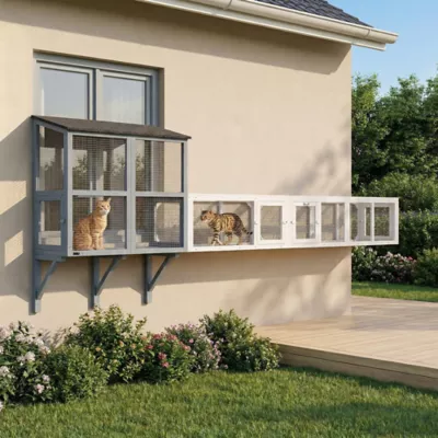 PawHut 98" Cat Tunnel, Outdoor Cat Enclosure with Combinable Design, 8 Doors - Image 2