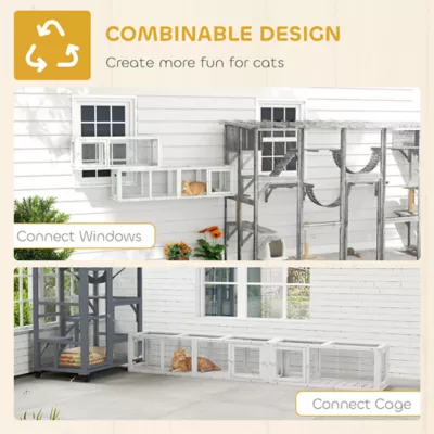PawHut 98" Cat Tunnel, Outdoor Cat Enclosure with Combinable Design, 8 Doors - Image 4