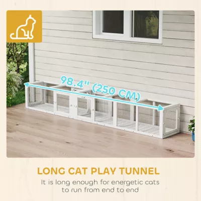 PawHut 98" Cat Tunnel, Outdoor Cat Enclosure with Combinable Design, 8 Doors - Image 7