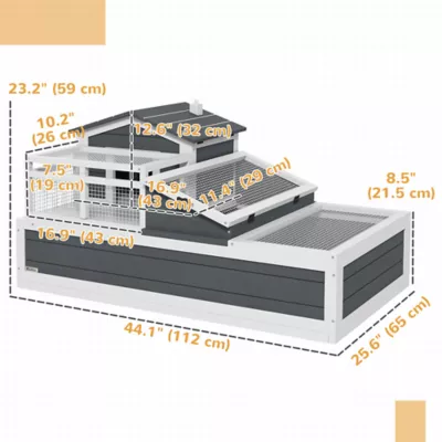 PawHut 2-Tier Wooden Tortoise House - Image 3