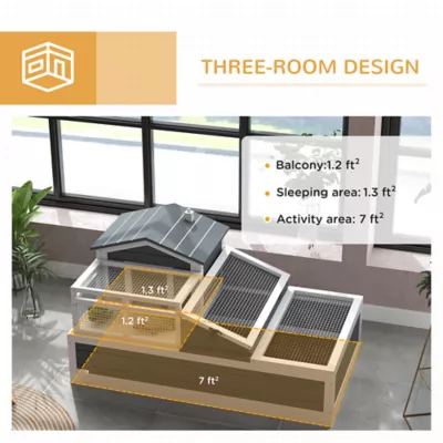 PawHut 2-Tier Wooden Tortoise House - Image 4