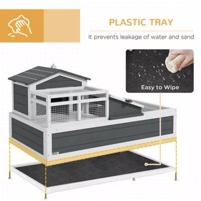PawHut 2-Tier Wooden Tortoise House - Image 6