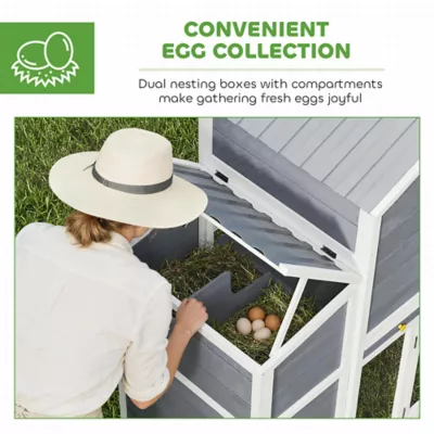 PawHut Wooden Chicken Coop with 2 Nesting Boxes, Sliding Tray & Ramp 52.8"H x 66.5"W - Image 5