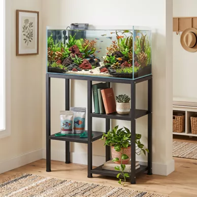 PawHut 25 Gallon Fish Tank Stand with 3 Tier Storage Shelf and Adjustable Feet - Image 2