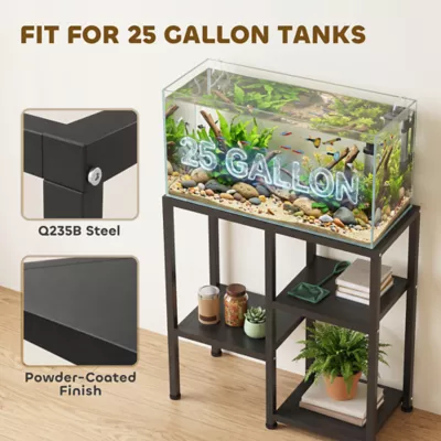 PawHut 25 Gallon Fish Tank Stand with 3 Tier Storage Shelf and Adjustable Feet - Image 4