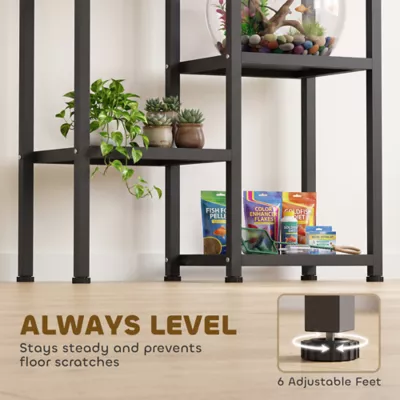 PawHut 25 Gallon Fish Tank Stand with 3 Tier Storage Shelf and Adjustable Feet - Image 6