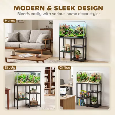 PawHut 25 Gallon Fish Tank Stand with 3 Tier Storage Shelf and Adjustable Feet - Image 7