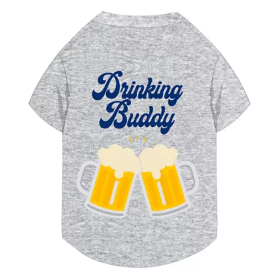 Drinking Buddy Pet Grey T-Shirt, Multiple Sizes, XS-XL - Image 1