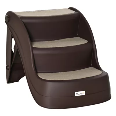 PawHut Dog Stairs for Small Dogs,15"H, 3-Step Foldable Pet Step with Non-Slip Treads - Image 1