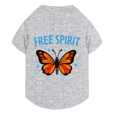 Free Spirit Butterfly Pet Grey T-Shirt, Multiple Sizes, XS-XL - Image 1