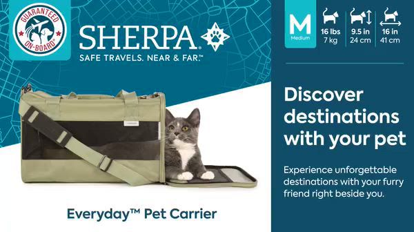 Sherpa® Everyday™ Guaranteed On Board® Dog & Cat Pet Carrier