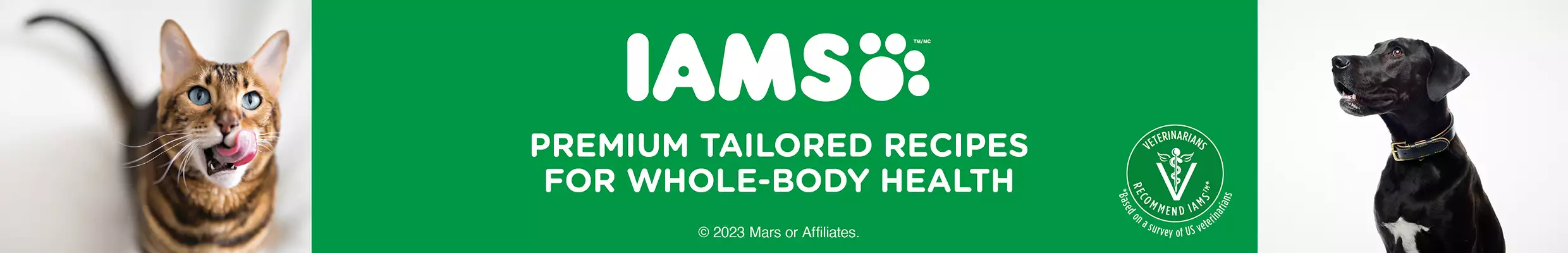 iams brand shop banner with cat and dog