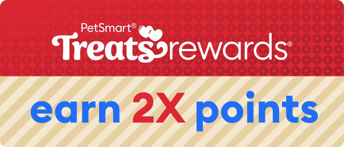 Treats Rewards logo on top and the words 'Earn 2X Points' on the bottom.