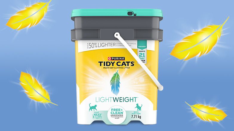 pail of purina tidy cats lightweight free & clean unscented cat litter