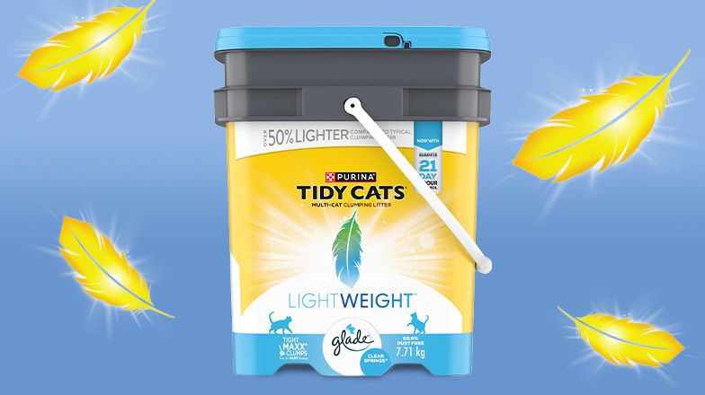 pail of purina tidy cats lightweight glade scented cat litter
