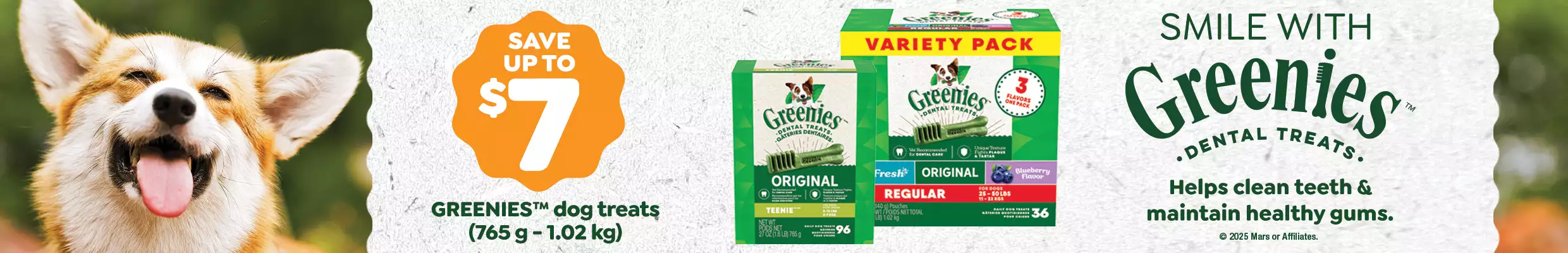 Save up to $7 GREENIES dog treats (765 g - 1.02 kg)