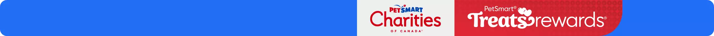 PetSmart Charities of Canada logo beside the PetSmart Treats Rewards logo.