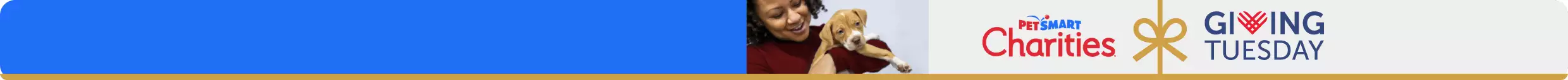 Woman holding puppy. PetSmart Charities and Giving Tuesday logos.