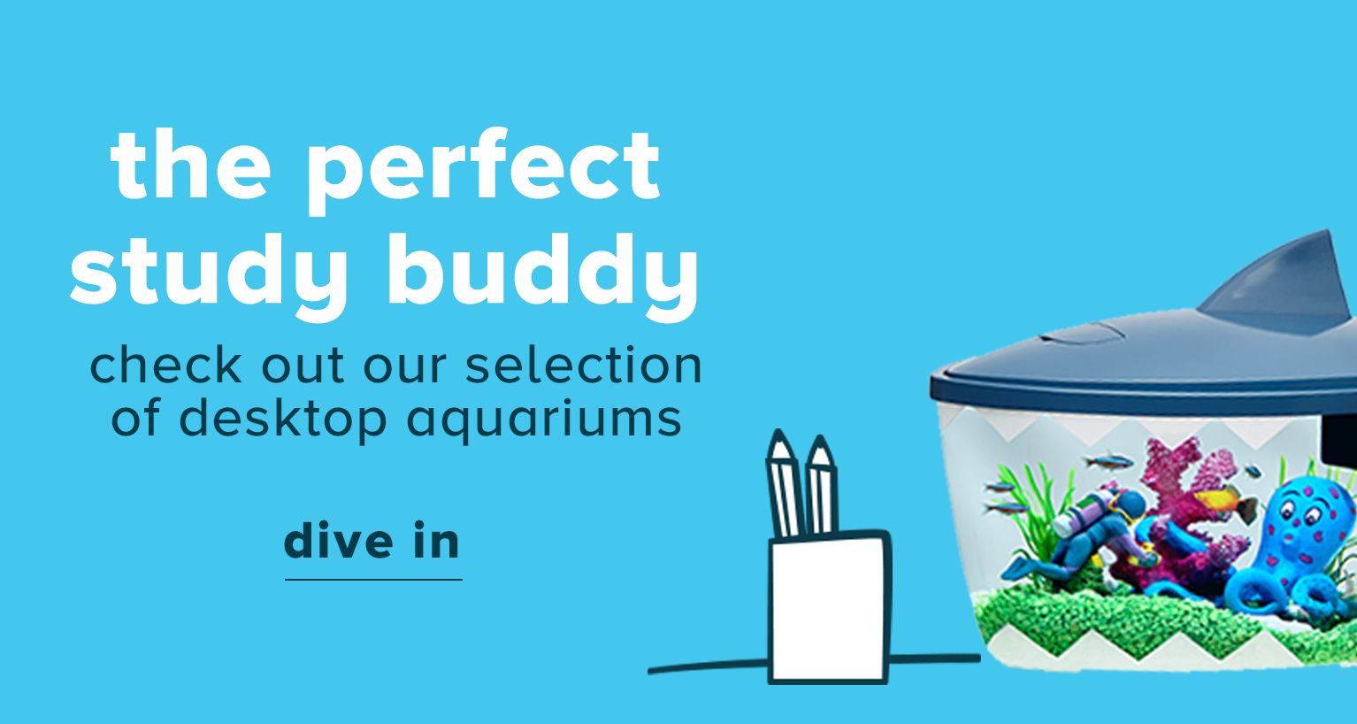The perfect study buddy- check out our selection on desktop aquariums