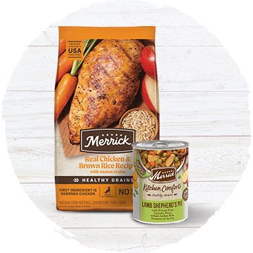 Merrick Healthy Grains dry and wet food