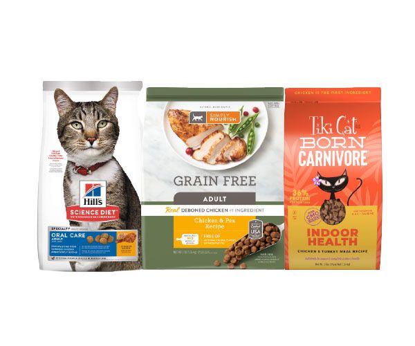 hills science diet, simply nourish and tiki cat cat food