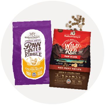 Stella & Chewy's Raw Coated Cage-Free Chicken Recipe Dry Food for Cats and Wild Red Raw Blend Grain-Free Red Meat Recipe Dry Food for Dogs