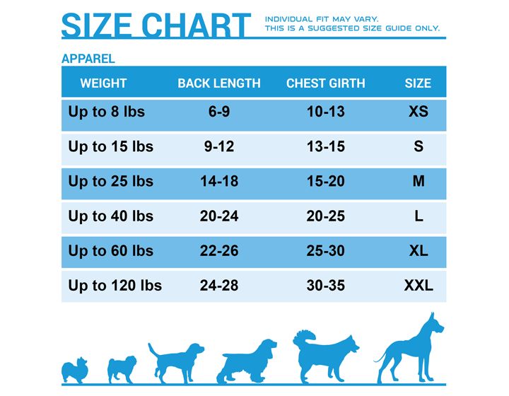 pets first jersey size chart