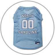 University of North Carolina jersey is pictured. The jersey is light blue with number 00 in the middle with 'North' above and 'Carolina' underneath.
