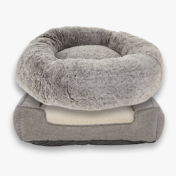 Top Paw® faux fur donut pet bed and Top Paw® cuddler dog bed.