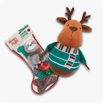 Merry and Bright holiday dog toys