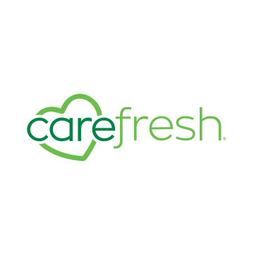 Green logo with a green heart around the word care