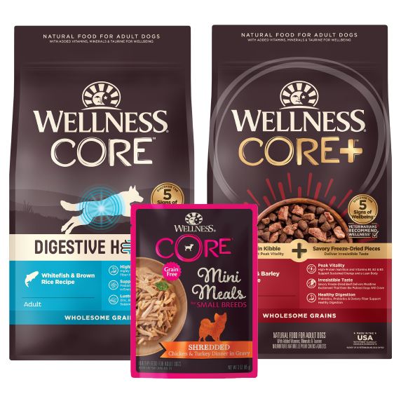 Wellness CORE Dry Dog Food Bags & Wellness CORE Wet Cat Food Can