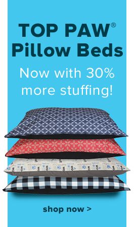 Top Paw® Pillow Beds - Now with 30% more stuffing! shop now >