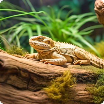 Bearded dragon on basking rock