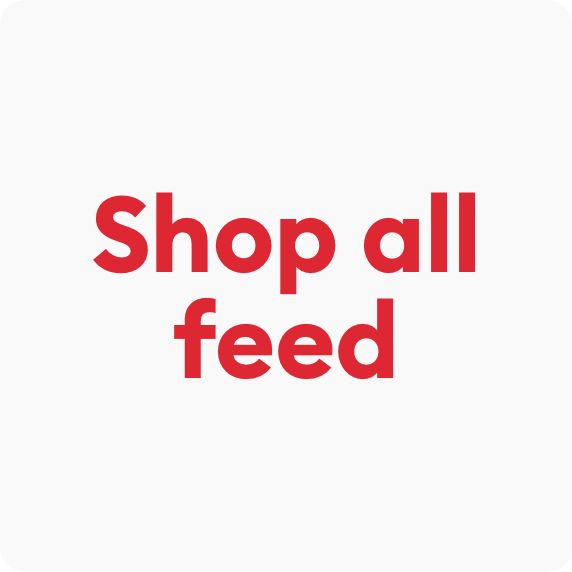 "Shop all feed" callout in red text