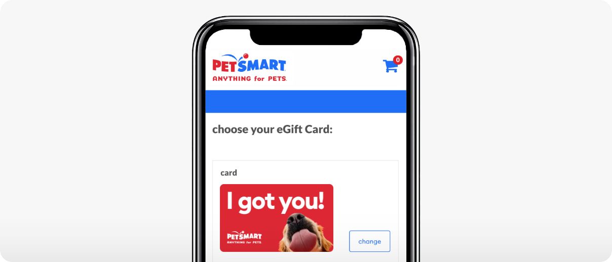 Phone image showing a gift card on the website