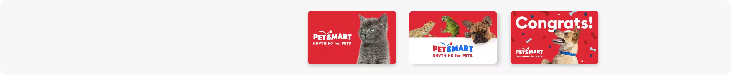 Three PetSmart gift cards